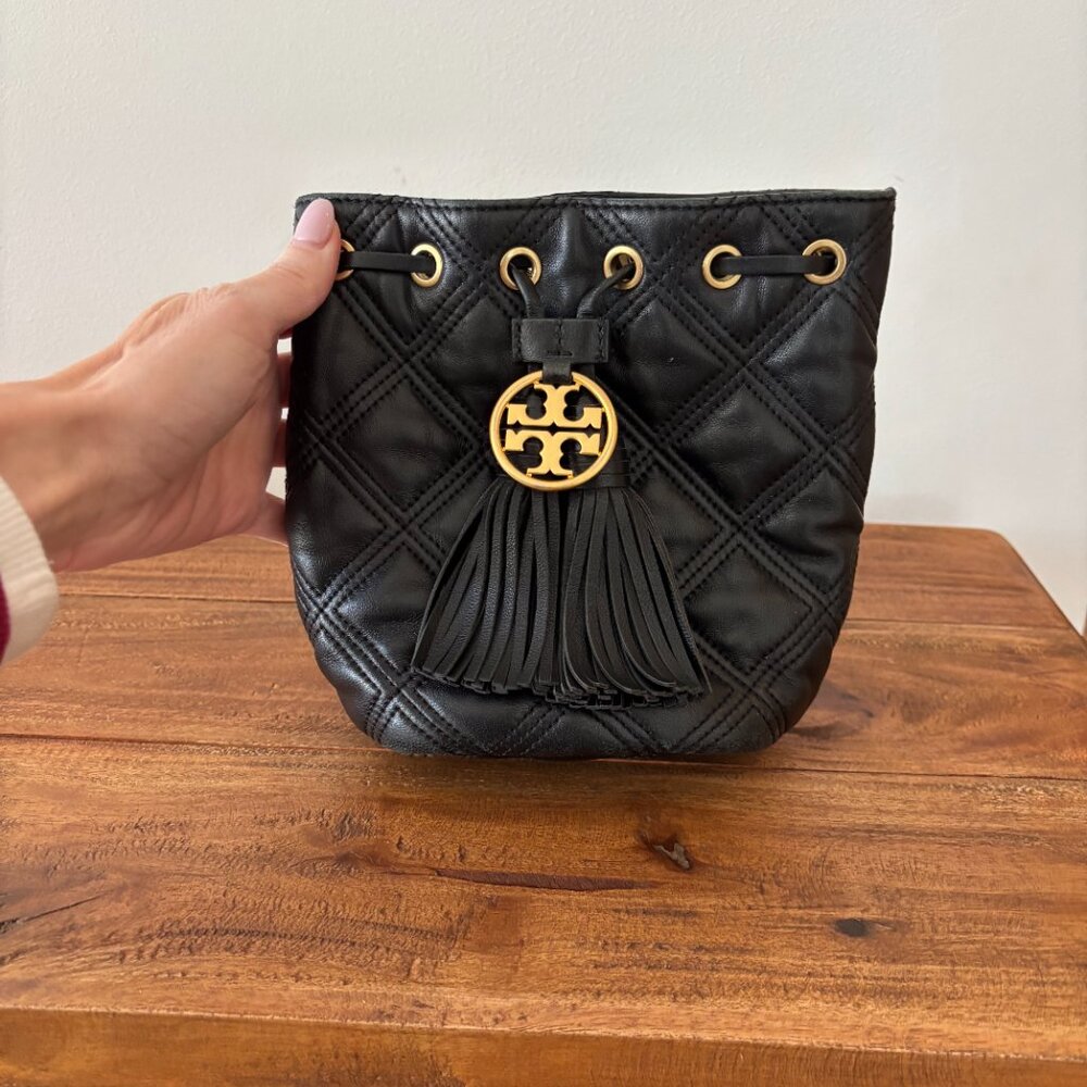 Tory Burch Fleming black bucket purse